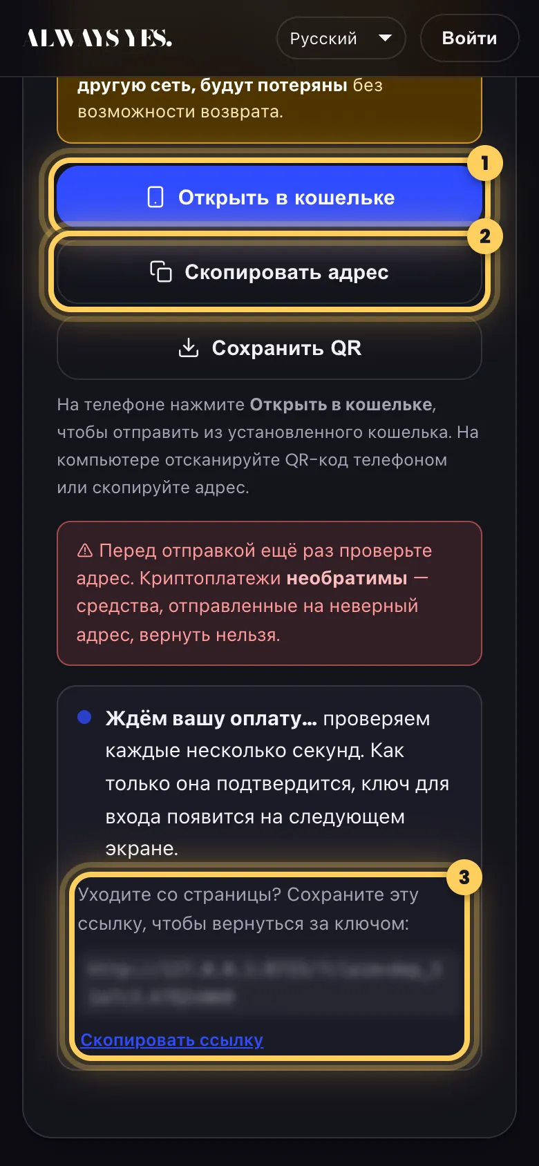 Шаг 3: Отправьте платёж