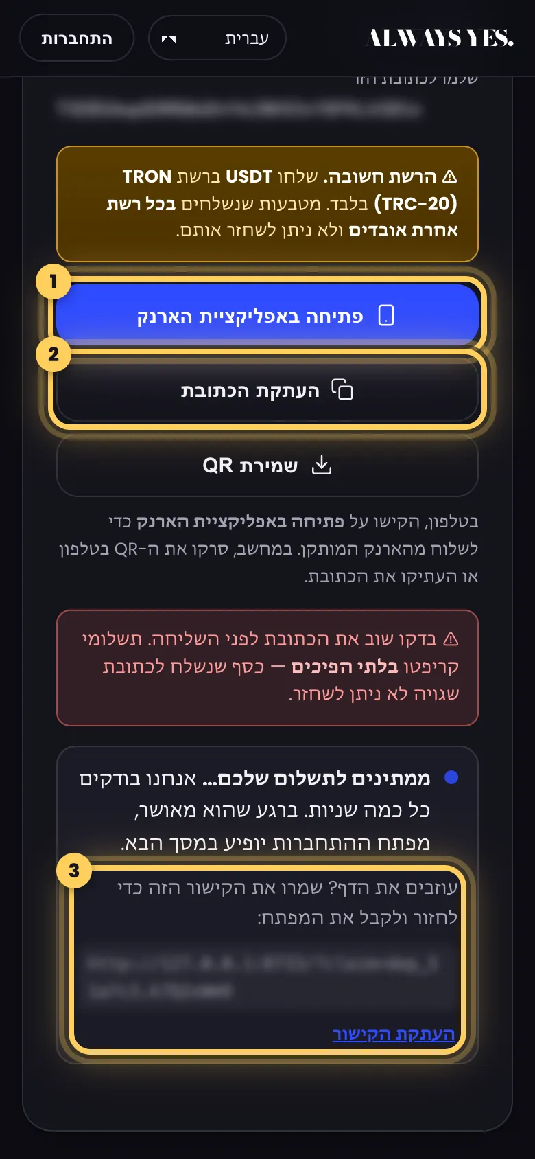 שלב 3: שלחו את התשלום