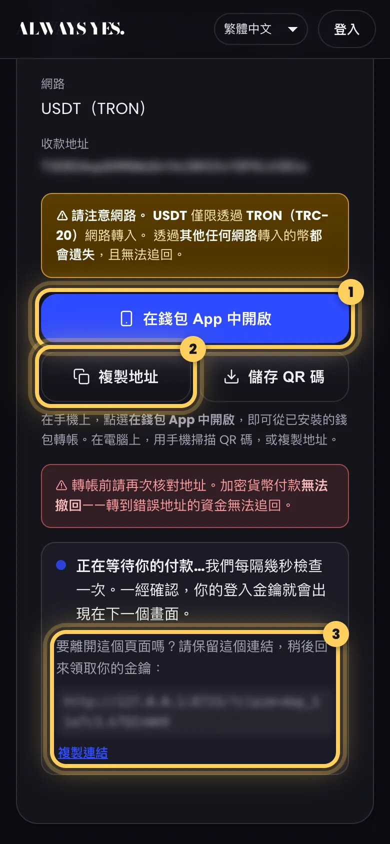 步驟 3: 送出付款