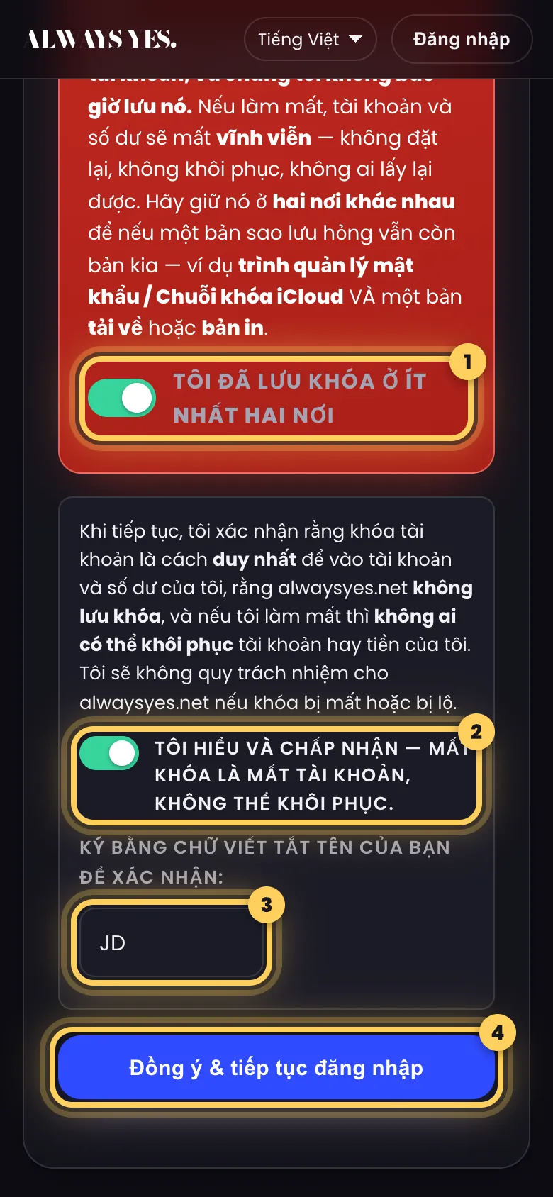 Bước 6: Xác nhận và ký bằng chữ cái viết tắt của bạn