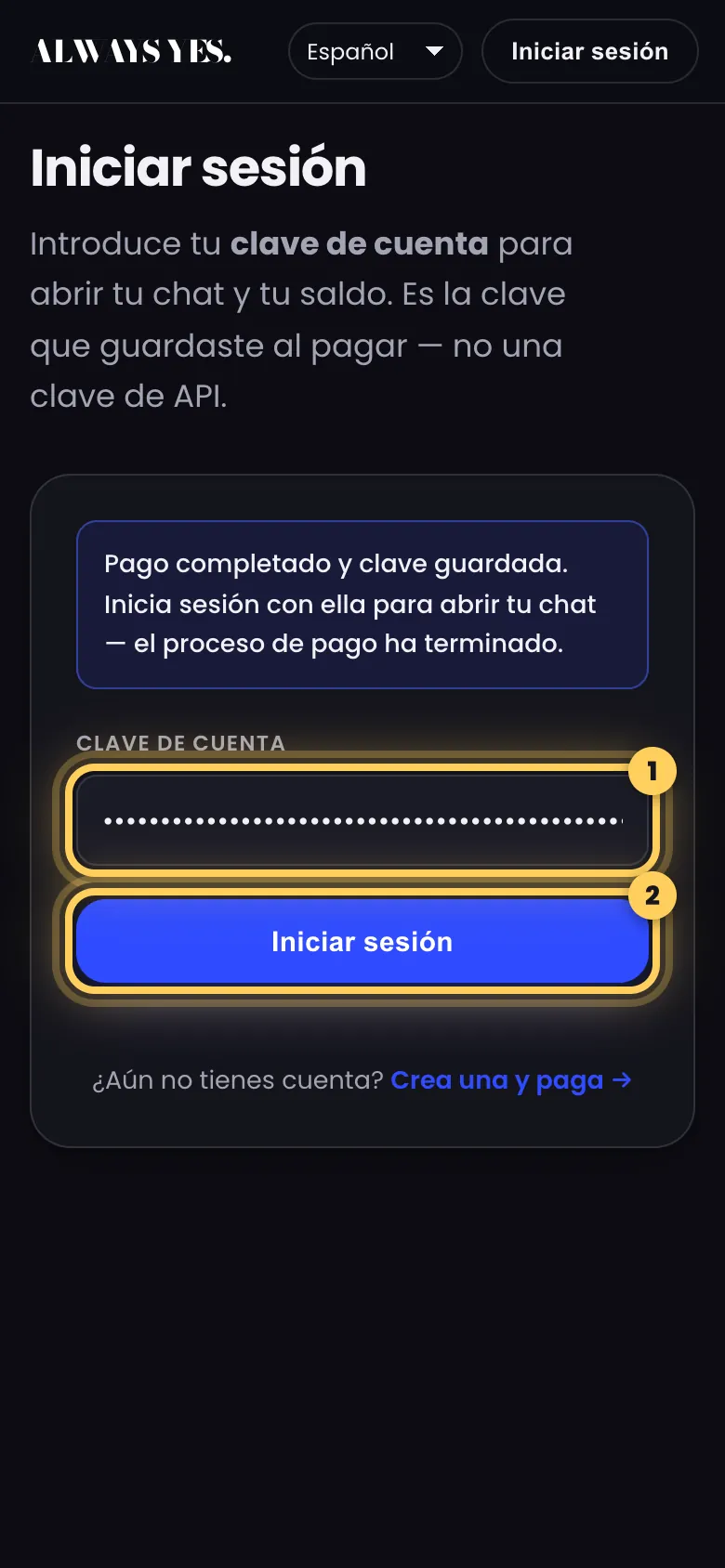 Paso 7: Inicia sesión con la clave que acabas de guardar