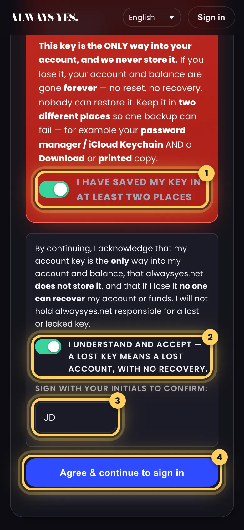 Step 6: Confirm and sign with your initials