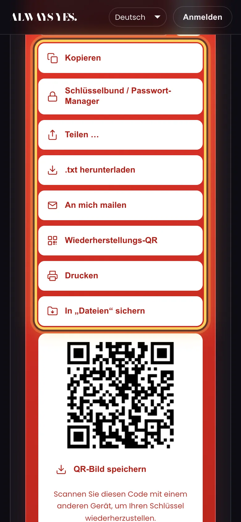 Schritt 5: Speichern Sie Ihren Schlüssel an zwei verschiedenen Orten