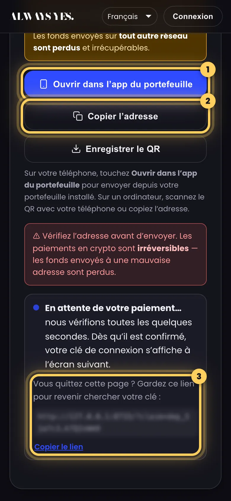 Étape 3: Envoyez le paiement