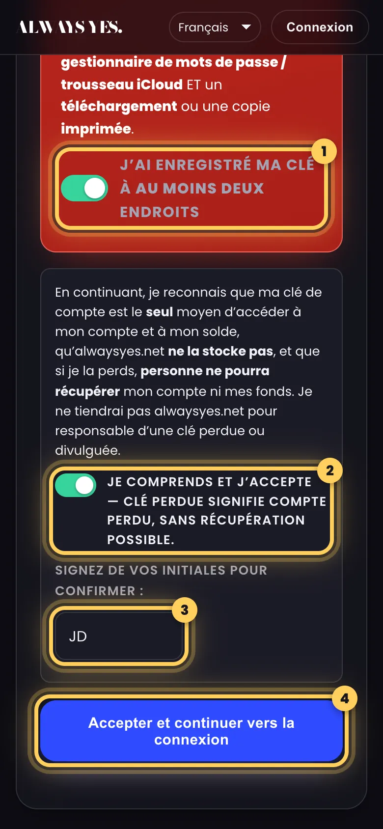 Étape 6: Confirmez et signez de vos initiales
